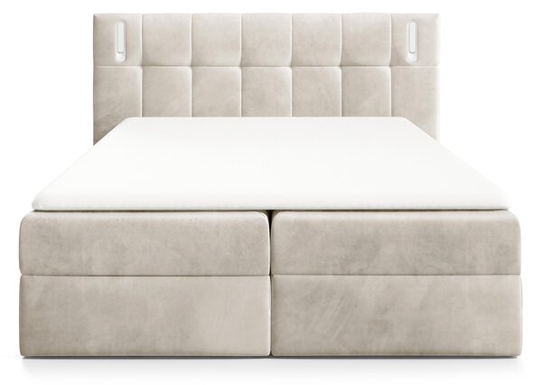 Wilsondo Čalúnená boxspring manželská posteľ s vrchným matracom Dancer - krémová Rozmer: 140x200
