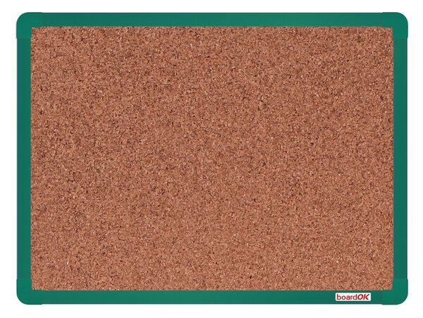 Korková nástenka boardOK v hliníkovom ráme, 600 x 450 mm, zelený rám