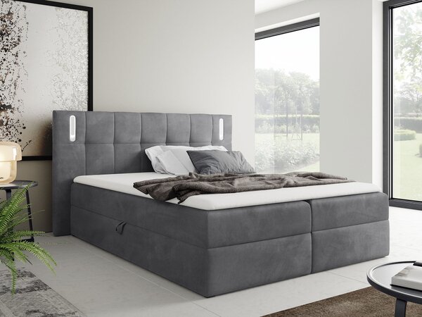 Wilsondo Čalúnená boxspring manželská posteľ s vrchným matracom Dancer - sivá Rozmer: 200x200