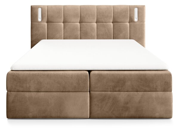 Wilsondo Čalúnená boxspring manželská posteľ s vrchným matracom Dancer - béžová Rozmer: 200x200