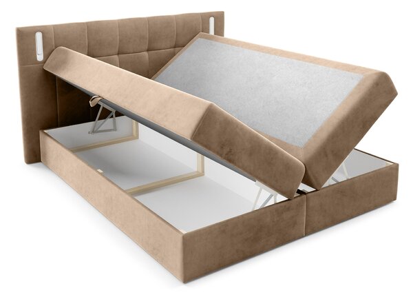 Wilsondo Čalúnená boxspring manželská posteľ s vrchným matracom Dancer - béžová Rozmer: 200x200