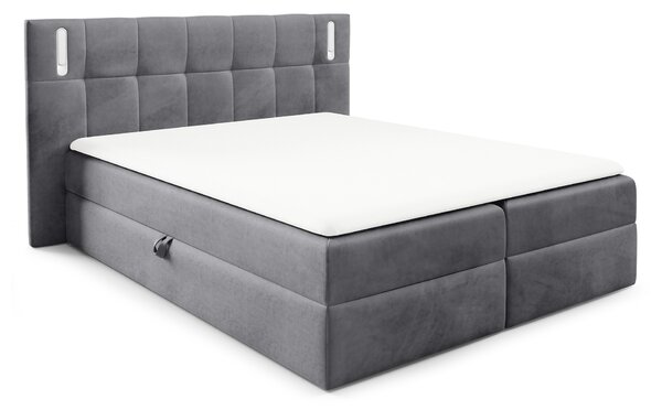 Wilsondo Čalúnená boxspring manželská posteľ s vrchným matracom Dancer - sivá Rozmer: 200x200