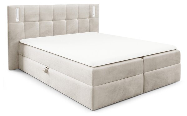 Wilsondo Čalúnená boxspring manželská posteľ s vrchným matracom Dancer - krémová Rozmer: 140x200