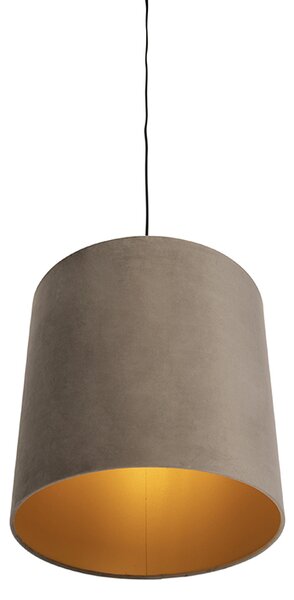 Závesné svietidlo s taupe zamatovým tienidlom so zlatom 40 cm - Combi