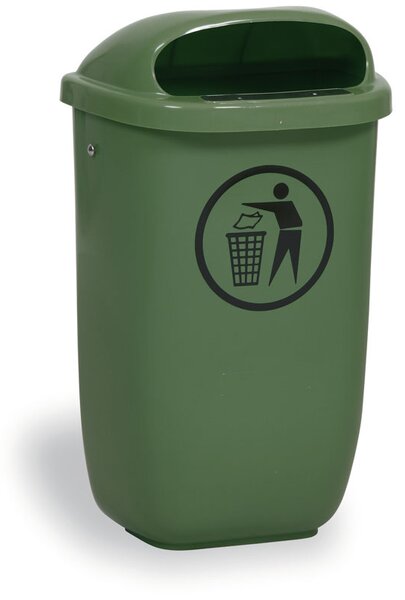 Vonkajší odpadkový kôš na stĺpik, 50 l, 425 x 320 x 780 mm, tmavo zelený
