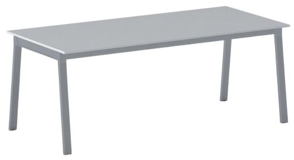Rokovací kancelársky stôl PRIMO BASIC, 200x90 cm, sivostrieborná podnož, sivá