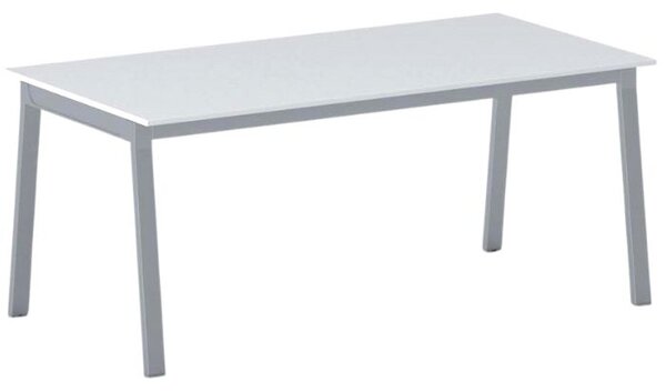 Rokovací kancelársky stôl PRIMO BASIC, 180x90 cm, sivostrieborná podnož, biela