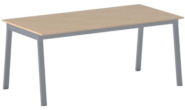 Rokovací kancelársky stôl PRIMO BASIC, 180x90 cm, sivostrieborná podnož, buk