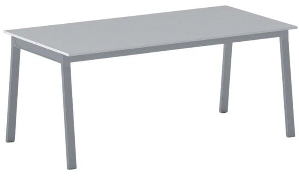 Rokovací kancelársky stôl PRIMO BASIC, 180x90 cm, sivostrieborná podnož, sivá