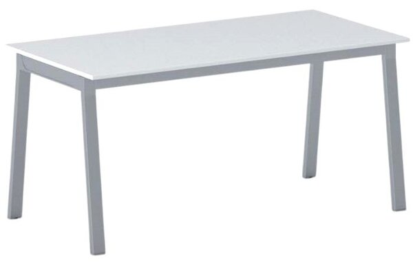 Rokovací kancelársky stôl PRIMO BASIC, 160x80 cm, sivostrieborná podnož, biela