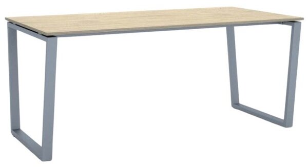 Kancelársky stôl PRIMO IMPRESS, 180x90 cm, sivostrieborná podnož, dub prírodný