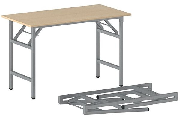 Konferenčný stôl FAST READY, 120x60 cm, sivostrieborná podnož, buk