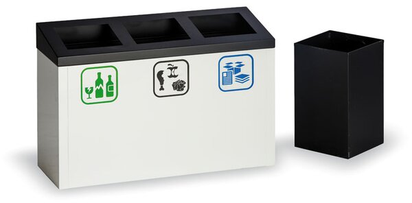 Odpadkový kôš na triedenie odpadu, 3x9 l, kovový