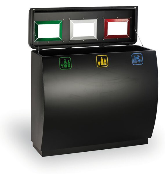 Odpadkový kôš na triedený odpad, 3x50 l, kovový