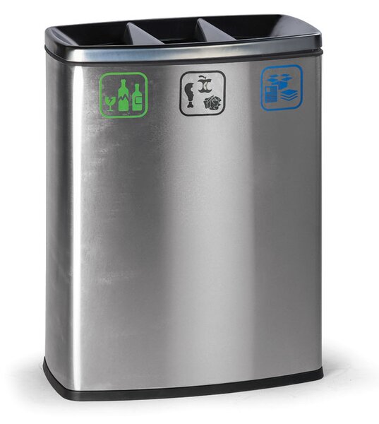 Odpadkový kôš na triedenie odpadu, 3x26 l, nerezový
