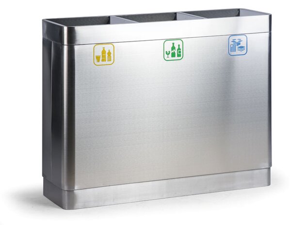 Odpadkový kôš na triedený odpad, 3x44 l, nerezový