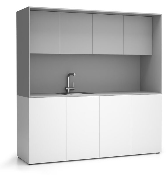 Kuchynka NIKA s drezom a batériou 1963 x 600 x 2000 mm, sivá, ľavé