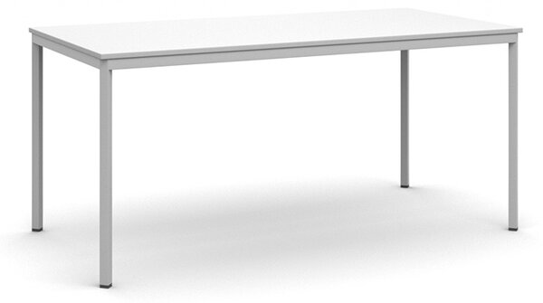 Jedálenský stôl, 160x80 cm, sivá podnož, biela