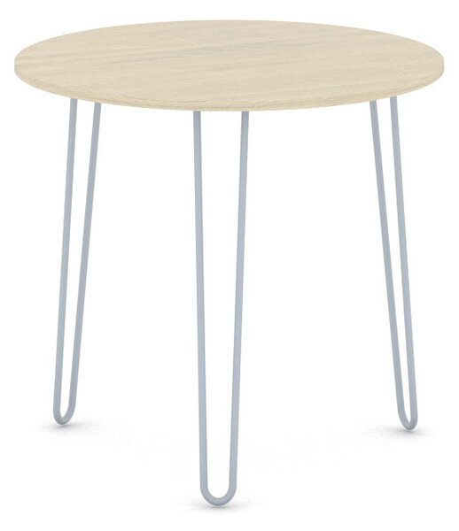 Okrúhly jedálenský stôl SPIDER, priemer 80 cm, sivo-strieborná podnož, doska dub prírodný