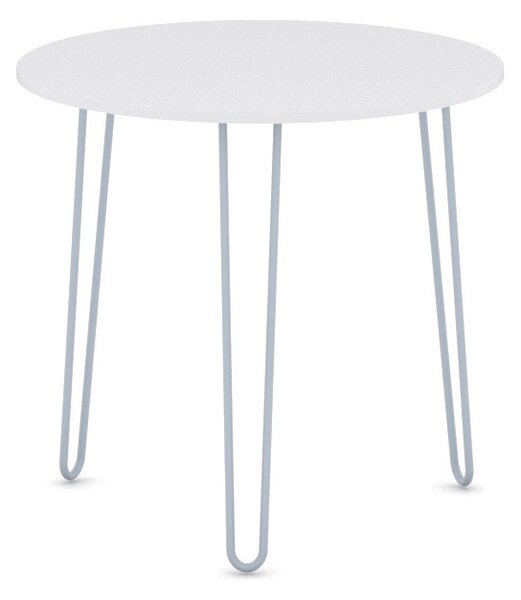 Okrúhly jedálenský stôl SPIDER, priemer 80 cm, sivo-strieborná podnož, biela