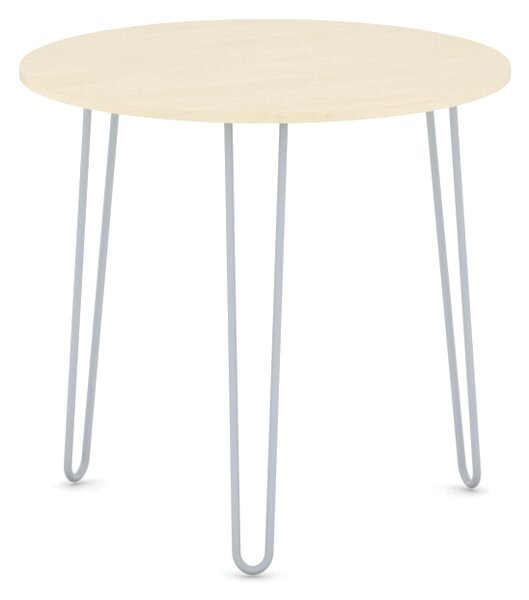 Okrúhly jedálenský stôl SPIDER, priemer 80 cm, sivo-strieborná podnož, breza