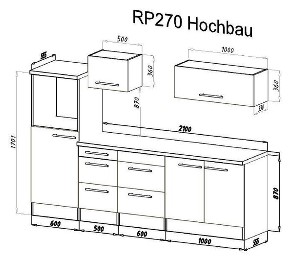 KUCHYNSKÝ BLOK 270 cm Respekta - Online Only kuchyne, Online Only