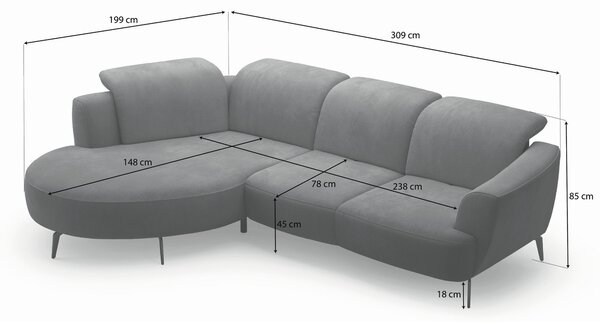 ROHOVÁ SEDAČKA, textil, sivá Sit & More - Sedačky, Online Only