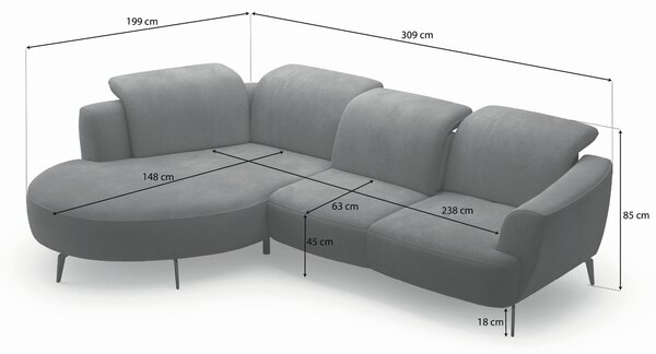 ROHOVÁ SEDAČKA, textil, sivá Sit & More - Sedačky, Online Only