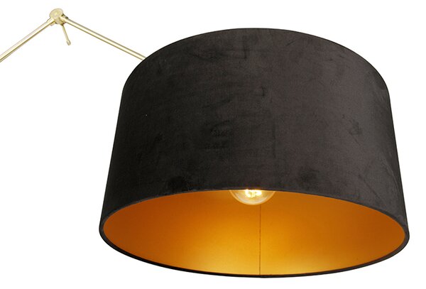 Moderná stojaca lampa zlatý zamatový tienidlo čierna 50 cm - Editor