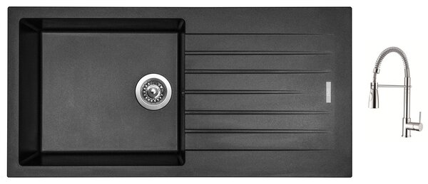 Granitový drez Sinks PERFECTO 1000 Metalblack + Kuchynská batéria Sinks MIX 35 PROF S chrom