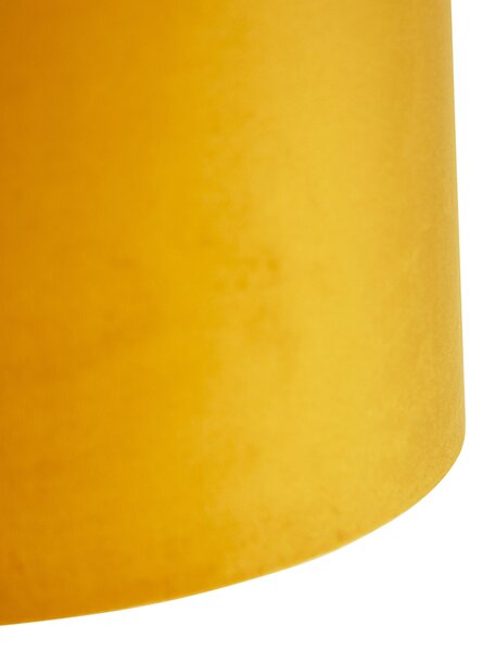 Závesná lampa s 3 zamatovými odtieňmi žltá so zlatou - Cava