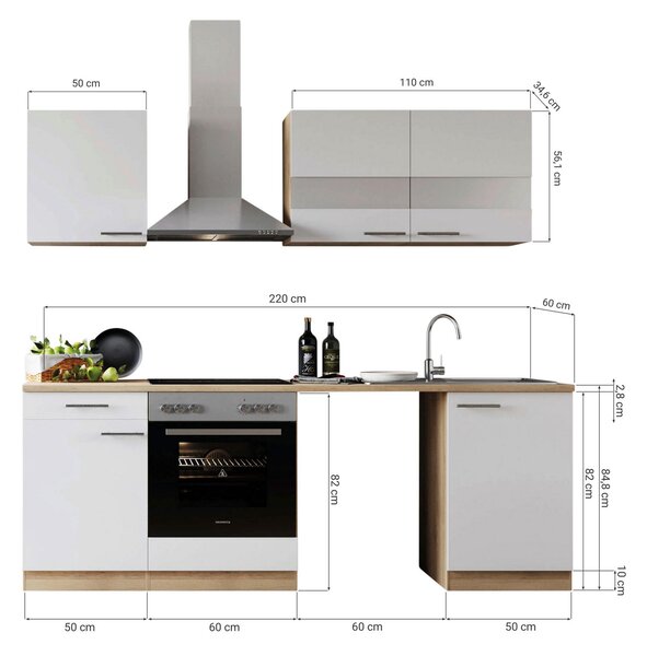 KUCHYNSKÝ BLOK 220 cm Respekta - Online Only kuchyne, Online Only