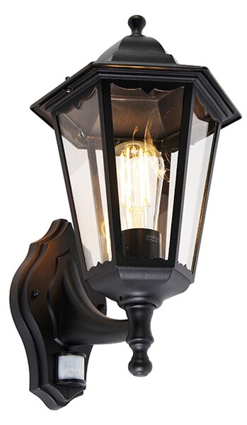 Vonkajšia nástenná lampa čierna s pohybovým senzorom - Havana IP44