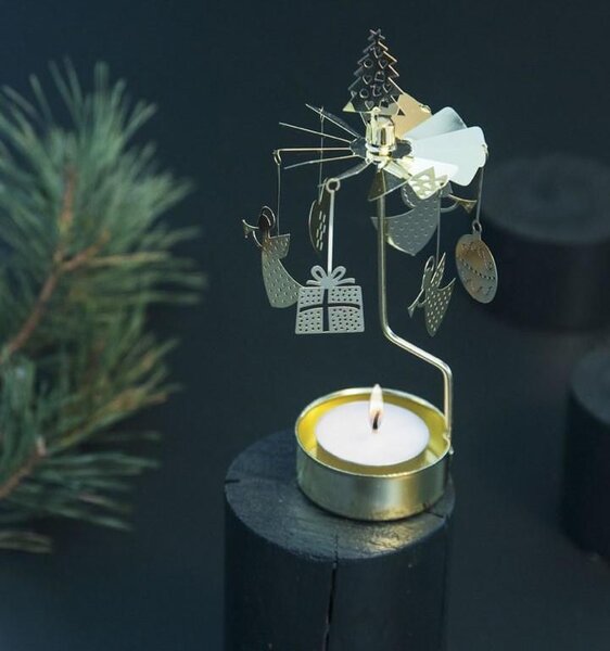 Rotujúci svietnik Christmas Gold