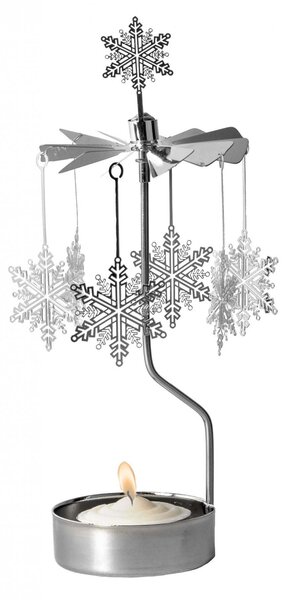 Rotujúci svietnik Snowflakes Silver