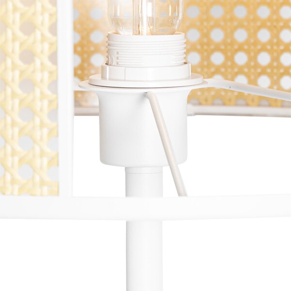 Orientálna stojaca lampa biela s ratanom 40 cm - Akira