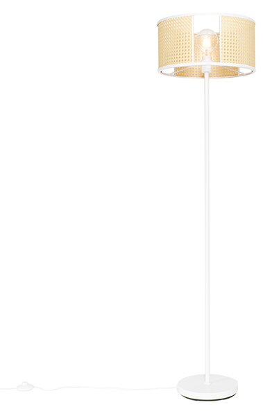 Orientálna stojaca lampa biela s ratanom 40 cm - Akira