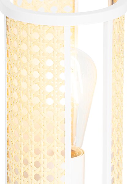 Orientálna stolná lampa biela s ratanom 12 cm - Akira