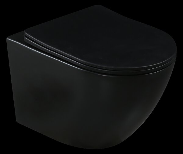 Invena Tavro, závesná misa 490x360x350 mm + WC sedadlo, QFS, čierna matná, INV-CE-71-005-Y