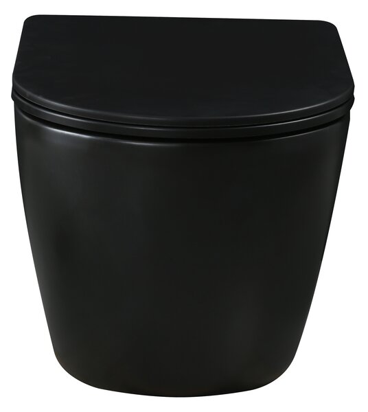 Invena Tavro, závesná misa 490x360x350 mm + WC sedadlo, QFS, čierna matná, INV-CE-71-005-Y