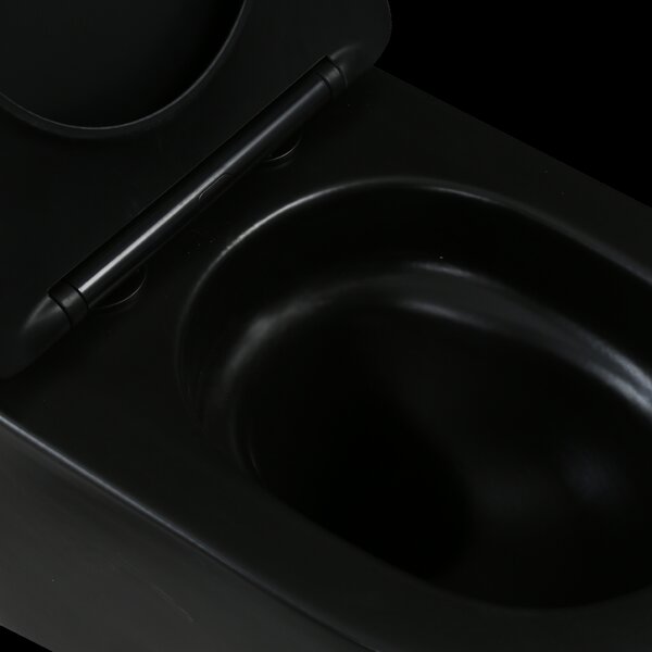Invena Tavro, závesná misa 490x360x350 mm + WC sedadlo, QFS, čierna matná, INV-CE-71-005-Y