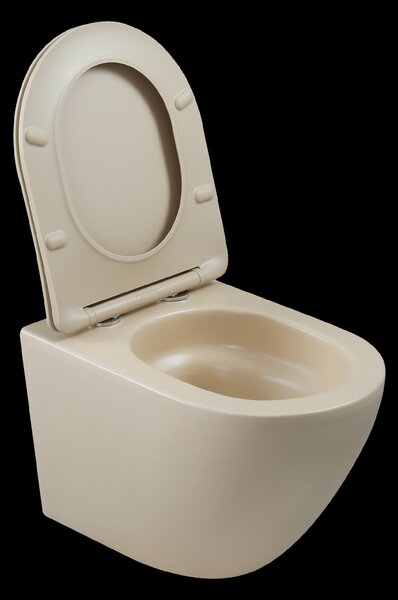 Invena Tavro, závesná misa 490x360x350 mm + WC sedadlo, QFS, béžová-cappuccino, INV-CE-71-008-Y