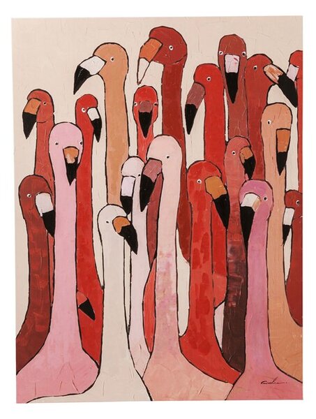 KARE DESIGN Obraz s ručnými ťahmi Flamingo Meeting 120 × 90 cm 90 × 120 cm