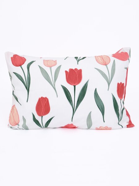 Bavlnená obliečka na vankúš Renforcé 40 × 60 cm - Kvety tulipánov červené