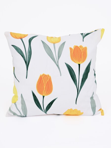Bavlnená obliečka na vankúš Renforcé 40 × 40 cm - Kvety tulipánov oranžové