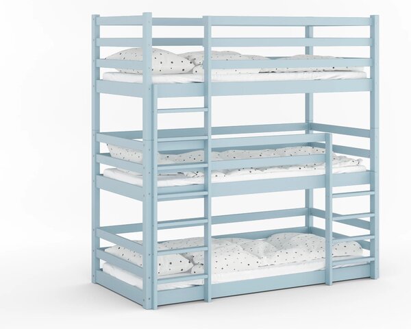 Poschodová posteľ pre 3 deti Treko 80x160 Modrá