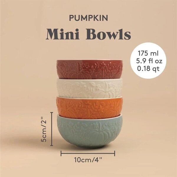 Kameninové misky Pumpkin 200 ml – set 4 ks