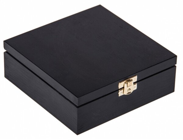 Krabička drevená 16x16x6 cm čierna - zapínanie