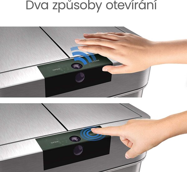 Bezdoteku Odpadkový kôš bezdotykový nerezový 2WINGS hranatý senzorový 49 L