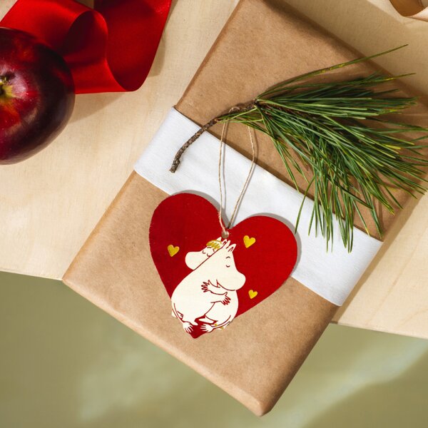 Muurla Vianočná dekorácia Moomin Heart, preglejka
